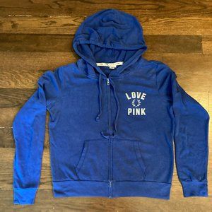 Victoria's Secret Pink Womens Size Medium Blue Hoodie Sweatshirt
